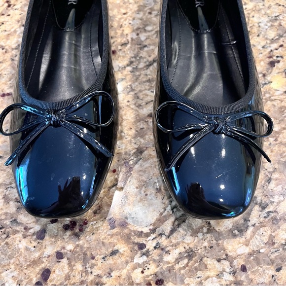 Cider Womens 39 Faux Patent Leather Bow Decor Square Toe Ballet Mary Jane Flats - Picture 8 of 15